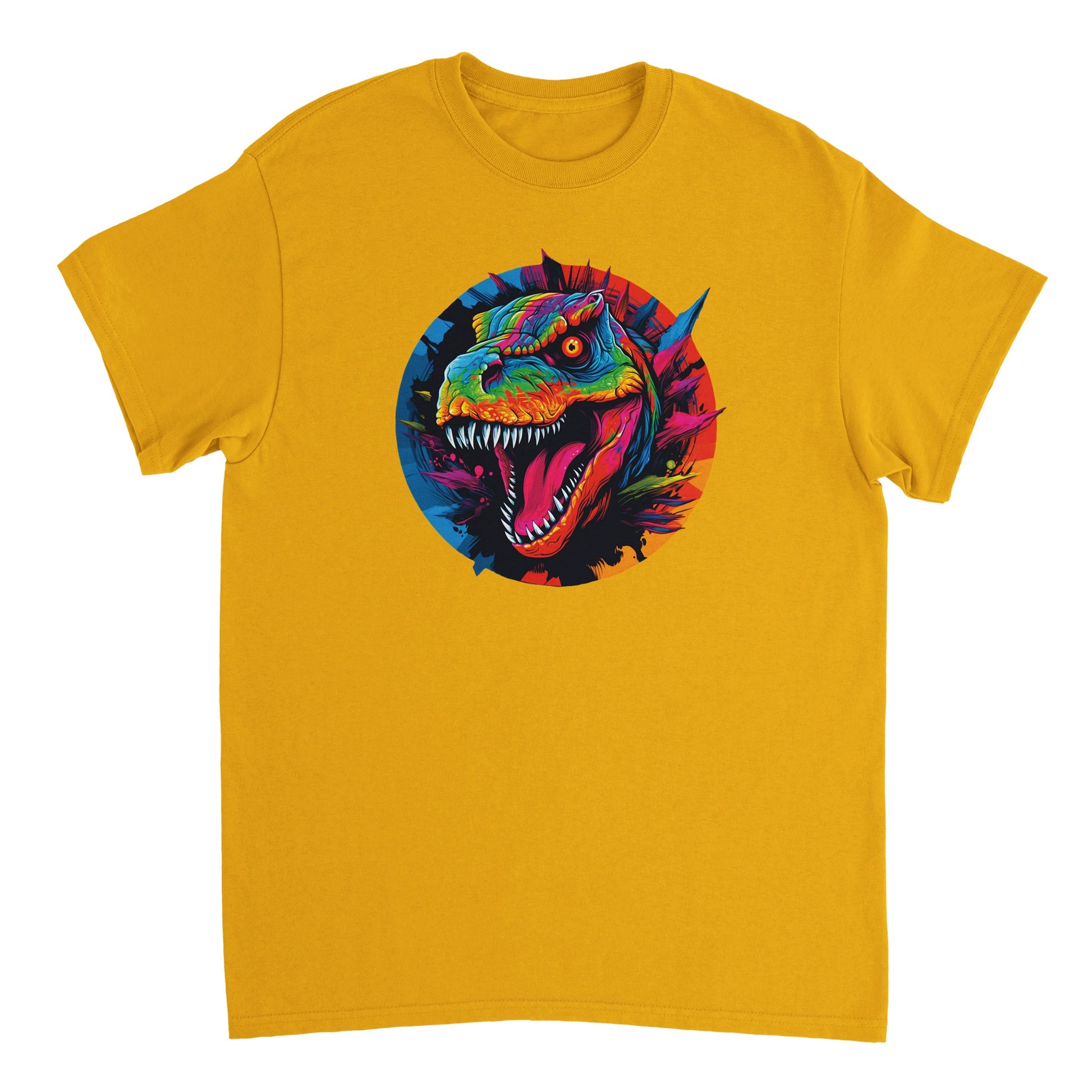 Neon Dinosaur T-Shirt - Heavyweight Cotton, Classic Fit, 100% Cotton - Mister Snarky's