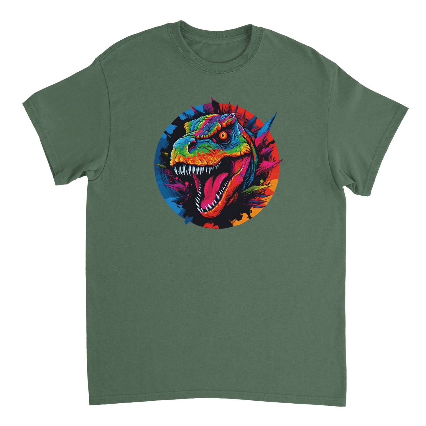 Neon Dinosaur T-Shirt - Heavyweight Cotton, Classic Fit, 100% Cotton - Mister Snarky's