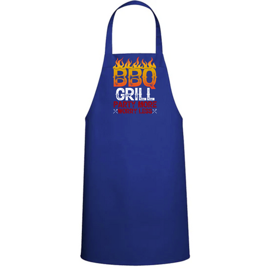 a blue apron with the words bbq grill on it