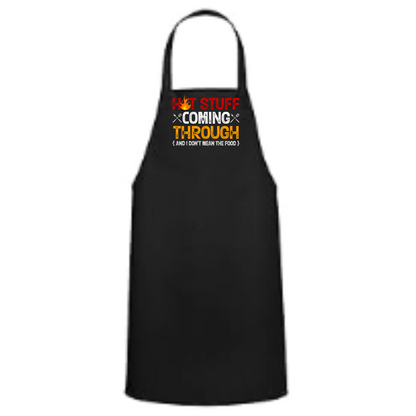 a black apron with the words cooking through it