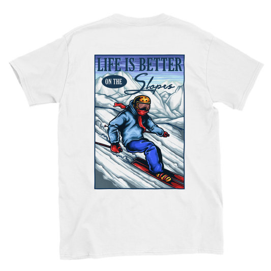 Life is Better on the Slopes - Snow Skiing - Classic Unisex Crewneck T-shirt - Mister Snarky's